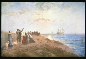巡礼者たちの船出」（油彩・キャンバス 作： Edward Moran