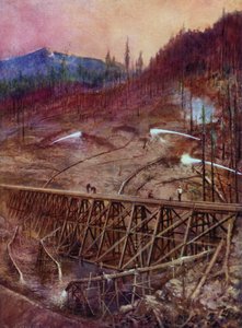 油圧水門による鉄道架台の充填 (カラーリソ) 作： Edward Parick Kinsella