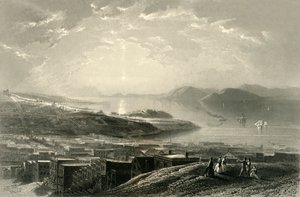 「テレグラフ ヒルからのゴールデン ゲート」、1872 年。 作： Edward Paxman Brandard