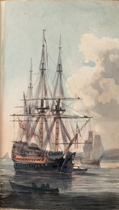 陛下の船インフレクシブルの眺め、19世紀初頭（水彩画） 作： Edward Pelham Brenton