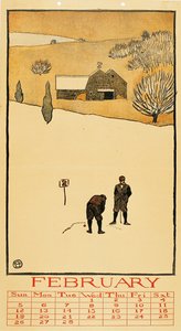 ゴルフカレンダー。 2月 作： Edward Penfield