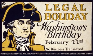 法定休日、ワシントン誕生日、2月22日。取引なし、パブ。 1890年代