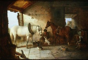 In the Forge（油彩・キャンバス 作： Edward Robert Smythe