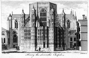 ヘンリー7世の礼拝堂、ウェストミンスター寺院、ロンドン、18世紀。 作： Edward Rooker