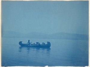 湖を渡る-クテナイ 作： Edward S. Curtis