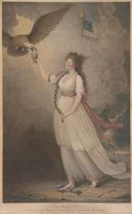 リバティ：青春の女神の姿で白頭鷲を支える 作： Edward Savage