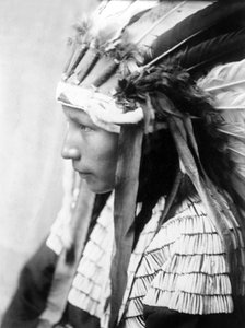 シャイアン族の少女、悪い馬の娘 (横顔)、c. 1905年、写真エドワード・S・カーティス 作： Edward Sheriff Curtis
