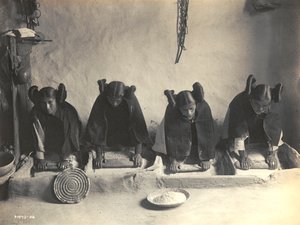 The Mealing Trough - エドワード・S・カーティスによるホピ 作： Edward Sheriff Curtis