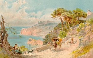 マヨルカ島ソレル近くの海岸道路（カラーリソ） 作： Edward Theodore Compton