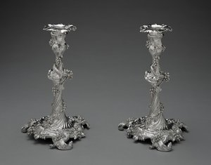 ろうそく足のペア、c.1755-56（シルバー） 作： Edward Wakelin