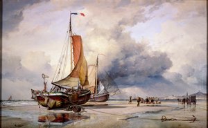 「スヘフェニンゲンのダッチピンク」、オランダ、1860年 作： Edward William Cooke