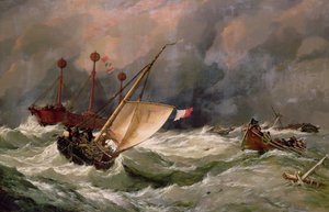 疾風怒濤の朝（油彩・キャンバス 作： Edward William Cooke
