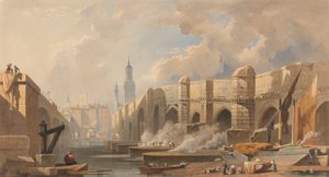 オールド アンド ニュー ロンドン ブリッジ 作： Edward William Cooke