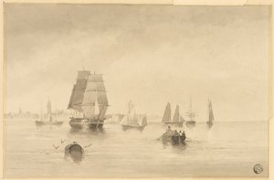 ライ - 南海岸、ヘイスティングズ近郊 作： Edward William Cooke
