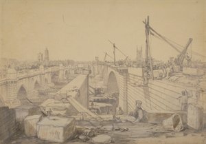 ロンドン橋の建設、1830 作： Edward William Cooke