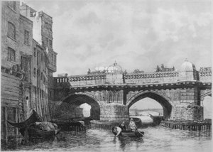 古いロンドン橋のサザークエンド、1831年、1912年。アーティスト：不明、エドワードウィリアムクック。