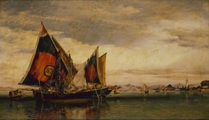 漁船のあるベネチアン ラグーン 作： Edward William Cooke