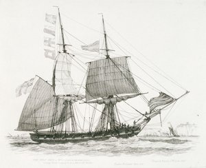 ドーバー沖で水先案内人のために合図を出す、英国海軍の戦艦「ウルフ」（1826年）、または（1814年）。