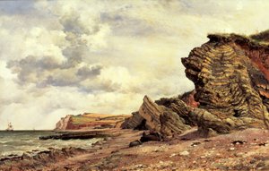「三畳紀の断崖、ブルー アンカー、ノース サマセット」、1866 年 作： Edward William Cooke