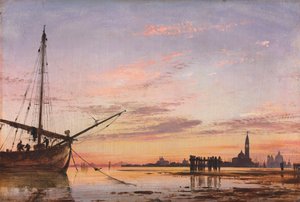 ラグーン全体の眺め、ヴェネツィア、日没、1850 作： Edward William Cooke