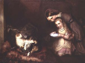 猫の餌やり 作： Edward William John Hopley