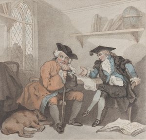 1787 年 8 月 1 日、古い四角いつま先の財布に対する大学のシーン、または無益な試み。 作： Edward Williams