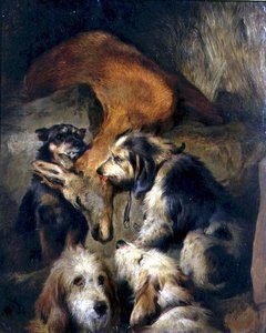 雄鹿の死（油彩・ボード） 作： Edwin (attr. to) Landseer