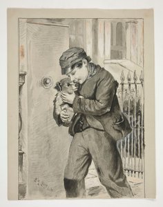 子犬を持つ少年 作： Edwin Austin Abbey
