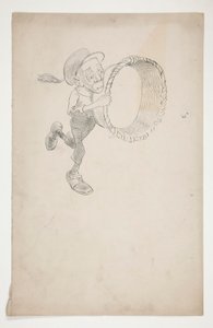 かごで蜂を追いかける男の漫画 作： Edwin Austin Abbey