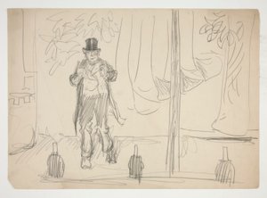 ステージ上の俳優の漫画 (?) - 正体不明のイラスト 作： Edwin Austin Abbey