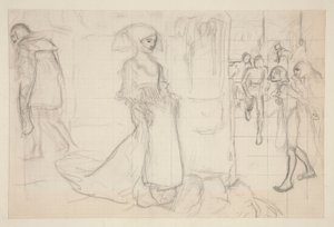 絵画「ファウストとマーガレット」のための構図習作 作： Edwin Austin Abbey