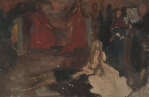 ハムレット、第3幕、シーンIIの演劇シーンのための構成研究 作： Edwin Austin Abbey