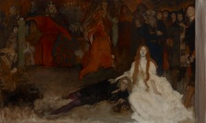 ハムレット、第3幕、シーンIIの演劇シーンのための構成研究 作： Edwin Austin Abbey