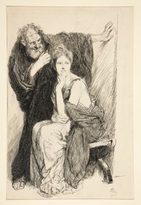 『トロイラスとクレシダ』より、クレシダとおじ 作： Edwin Austin Abbey