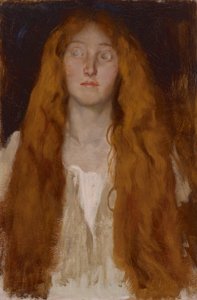 戯曲、ハムレット、第 3 幕、第 2 場のためのオフィーリアのフィギュアスタディ 作： Edwin Austin Abbey