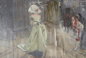 マーガレットとファウストのためのフィギュアスタディ 作： Edwin Austin Abbey