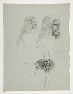 The Quest of the Holy Grail (1901 年に完成したボストン公立図書館のための一連の 15 枚の絵画) の壁画の 1 つの人物習作