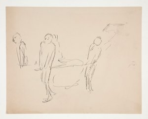 図研究 - 担架を運ぶ 2 人の男性 作： Edwin Austin Abbey