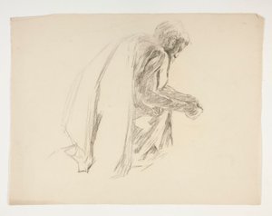 The Quest of the Holy Grail (1901 年に完成したボストン公立図書館のための 15 の絵画シリーズの 2 番目) からのランスロット卿とボールス卿の服装のガラハッドと彼の拍車の図の研究