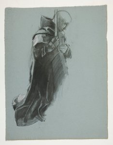 The Departure の Figure study, from The Quest of the Holy Grail (1901 年に完成したボストン公立図書館のための 15 枚の絵画のシリーズ) 作： Edwin Austin Abbey