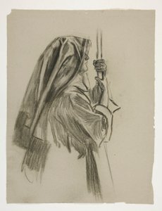 The Quest of the Holy Grail (1901 年に完成したボストン公立図書館のための一連の 15 枚の絵画) からの Sir Galahad の騎士の人物像の習作 作： Edwin Austin Abbey