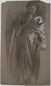 フィギュア研究、ガウンを持った男 作： Edwin Austin Abbey