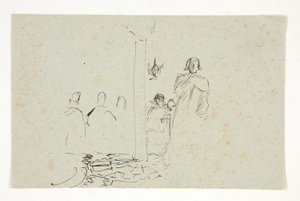 城のガラハッド、聖杯の探求 (1901 年に完成したボストン公立図書館のための 15 枚の絵画のシリーズ) の研究 作： Edwin Austin Abbey