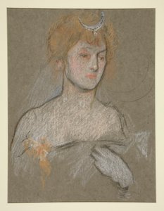 女性の頭と肩、エドワード 7 世の肖像画の戴冠式 作： Edwin Austin Abbey