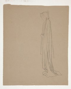 フード付きフィギュア (レクト); 男性像の研究 (裏面) 作： Edwin Austin Abbey
