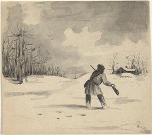 ハンター・イン・スノー 作： Edwin Austin Abbey