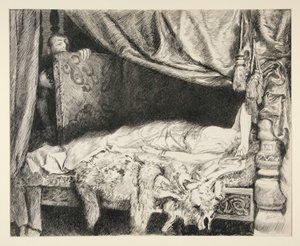 トランクからイチモが盗む - Act II、Scene II、Cymbeline 作： Edwin Austin Abbey