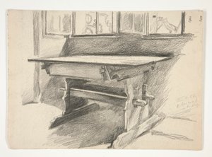 内部研究: ローテンブルク、ゴシック テーブルの研究 作： Edwin Austin Abbey