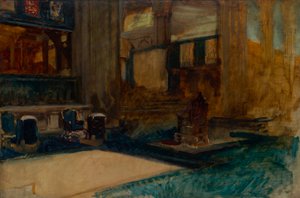 エドワード7世の戴冠式のためのウェストミンスター寺院の内部研究 作： Edwin Austin Abbey