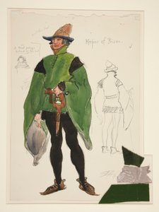 刑務所の番人、ヘンリー・アーヴィングの衣装スケッチ 作： Edwin Austin Abbey